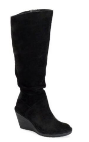 SOFFT Women's Calida Tall Wedge Boot Black Suede 7.5M