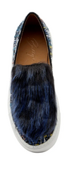 Bettye Muller  Women's •Nikki• Faux Fur Boucle Slip-On Sneaker 6M Teal