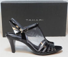 TAHARI Women's Barcelona Mid Heel Sandal - Black Patent - Multi SZ NIB - MSP $99 - ShooDog.com