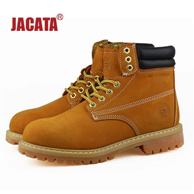 Jacata Brand Men's Steel toe Genuine Leather Wheat Classic Padded Collar  Style 8605 Construction boots