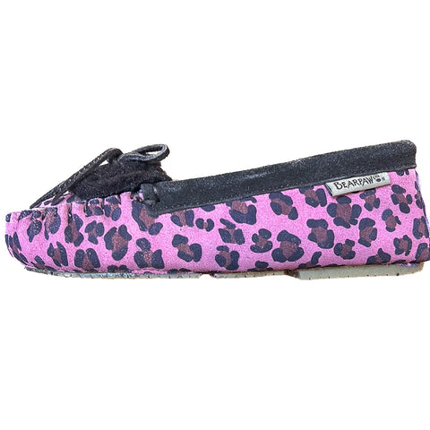 Girls Bearpaw • Venia • Youth Leopard Print Suede Moccasin