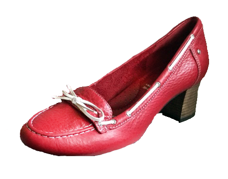 Women's  Rockport Adiprene •Gertie Moc• Red Leather Loafers - ShooDog.com